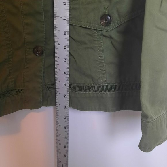 Banana Republic Army Green Eyelet Trim Utility Safari Cargo Jacket Womens Small - Picture 7 of 10